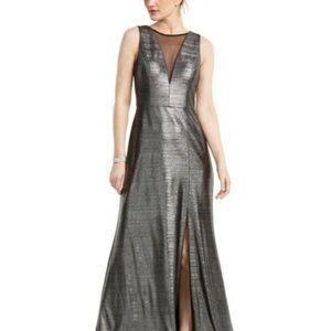 Elegant Silver Evening Gown